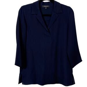 Lafayette 148 New York Midnight Blue Navy Blouse